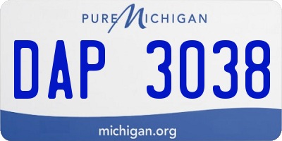 MI license plate DAP3038