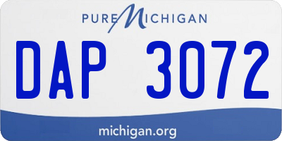 MI license plate DAP3072
