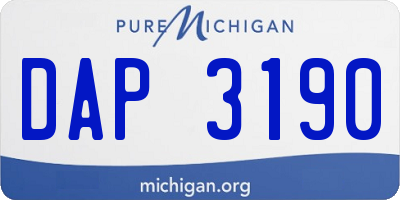 MI license plate DAP3190