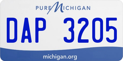 MI license plate DAP3205