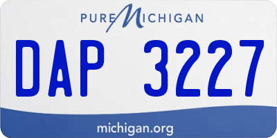 MI license plate DAP3227
