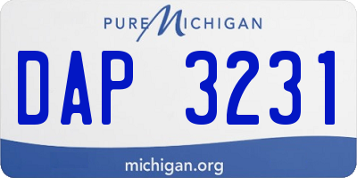 MI license plate DAP3231
