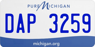 MI license plate DAP3259
