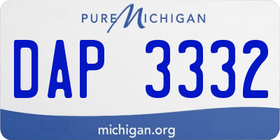 MI license plate DAP3332