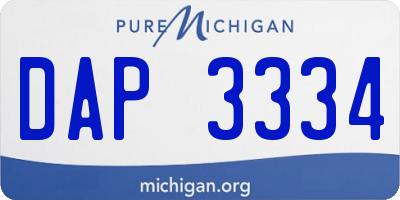 MI license plate DAP3334