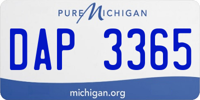 MI license plate DAP3365
