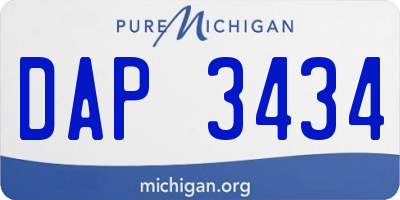 MI license plate DAP3434