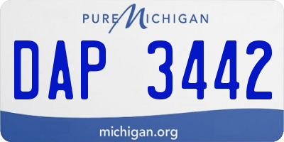 MI license plate DAP3442