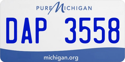 MI license plate DAP3558