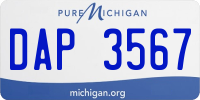 MI license plate DAP3567