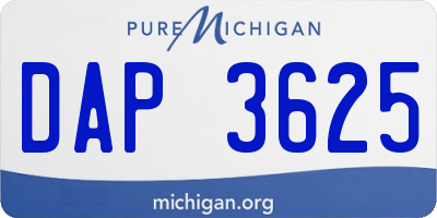 MI license plate DAP3625