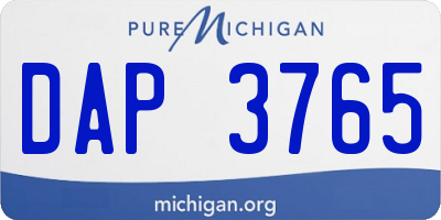 MI license plate DAP3765