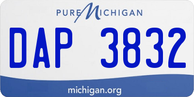 MI license plate DAP3832