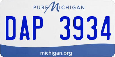 MI license plate DAP3934