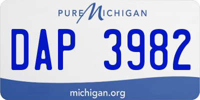 MI license plate DAP3982