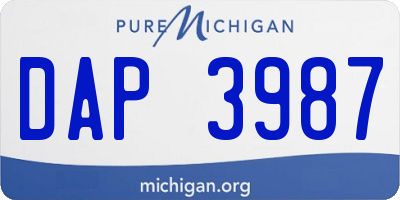 MI license plate DAP3987