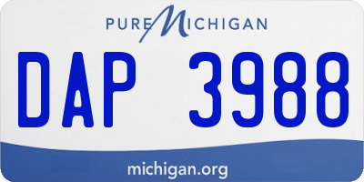 MI license plate DAP3988