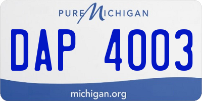 MI license plate DAP4003