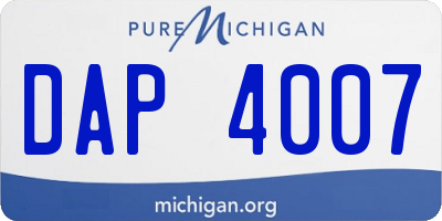 MI license plate DAP4007