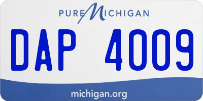 MI license plate DAP4009