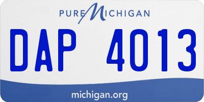 MI license plate DAP4013