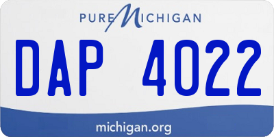 MI license plate DAP4022