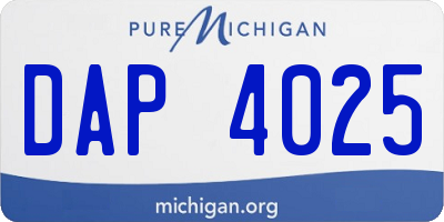 MI license plate DAP4025