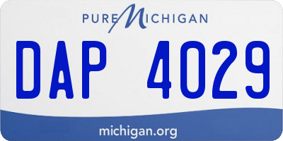 MI license plate DAP4029