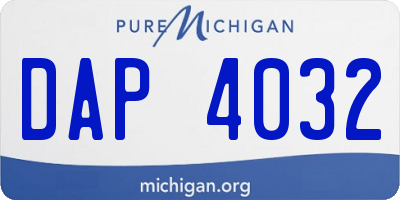 MI license plate DAP4032