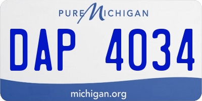 MI license plate DAP4034