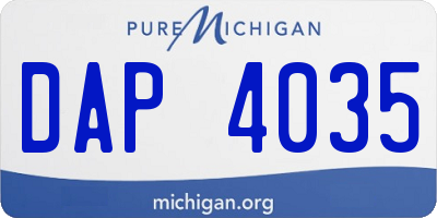 MI license plate DAP4035