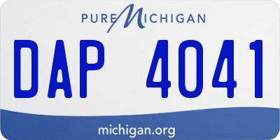 MI license plate DAP4041