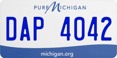 MI license plate DAP4042