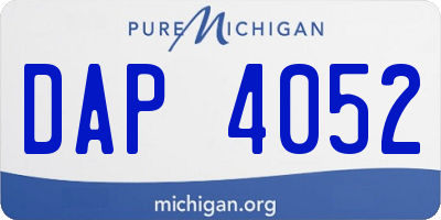 MI license plate DAP4052