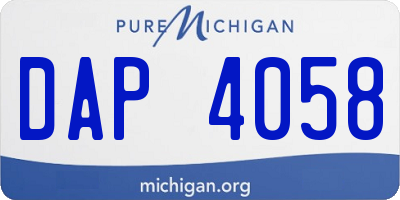MI license plate DAP4058
