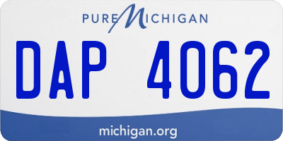 MI license plate DAP4062