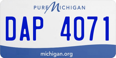 MI license plate DAP4071