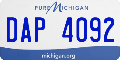 MI license plate DAP4092