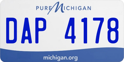 MI license plate DAP4178