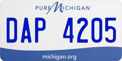 MI license plate DAP4205