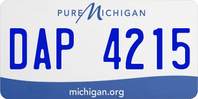 MI license plate DAP4215