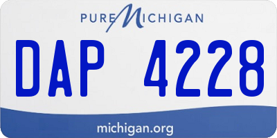 MI license plate DAP4228