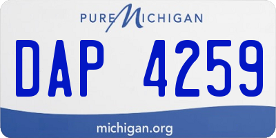 MI license plate DAP4259