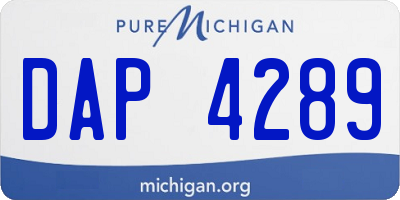 MI license plate DAP4289