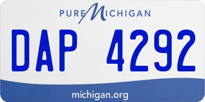 MI license plate DAP4292