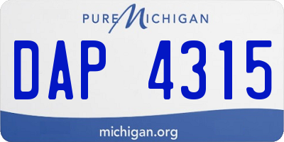 MI license plate DAP4315