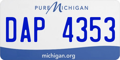 MI license plate DAP4353