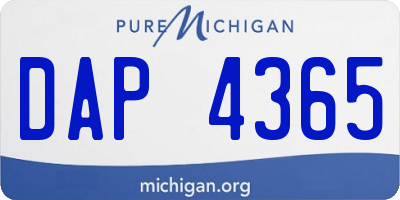 MI license plate DAP4365