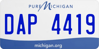 MI license plate DAP4419