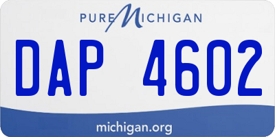 MI license plate DAP4602